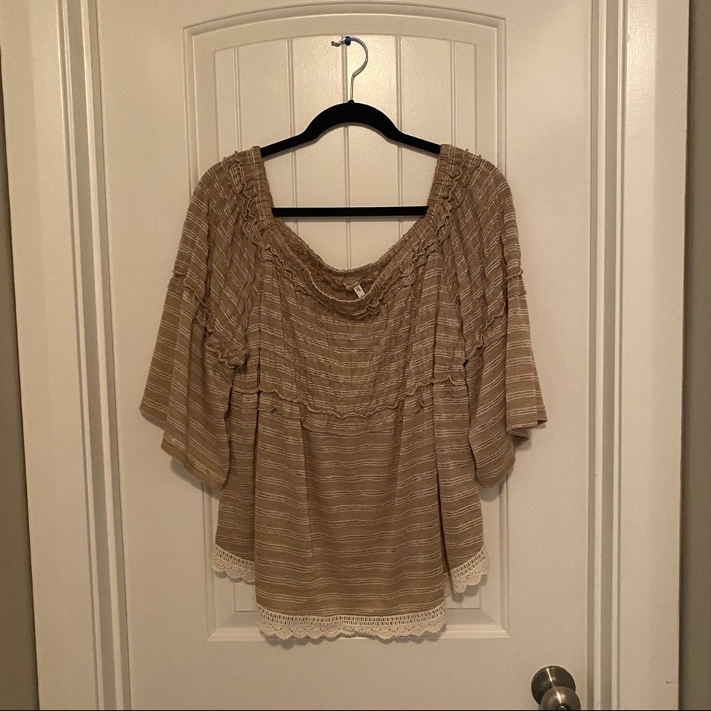 Oatmeal Off Shoulder Top